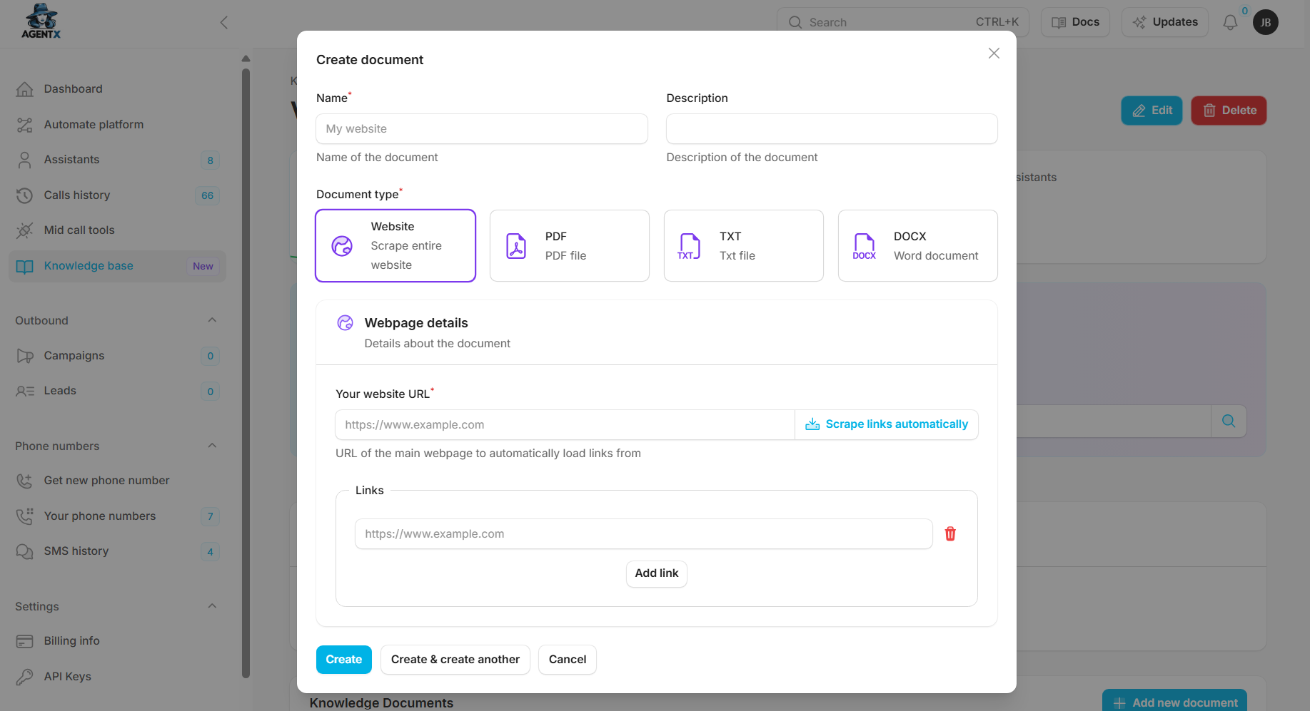Native knowledge base feature to train agents