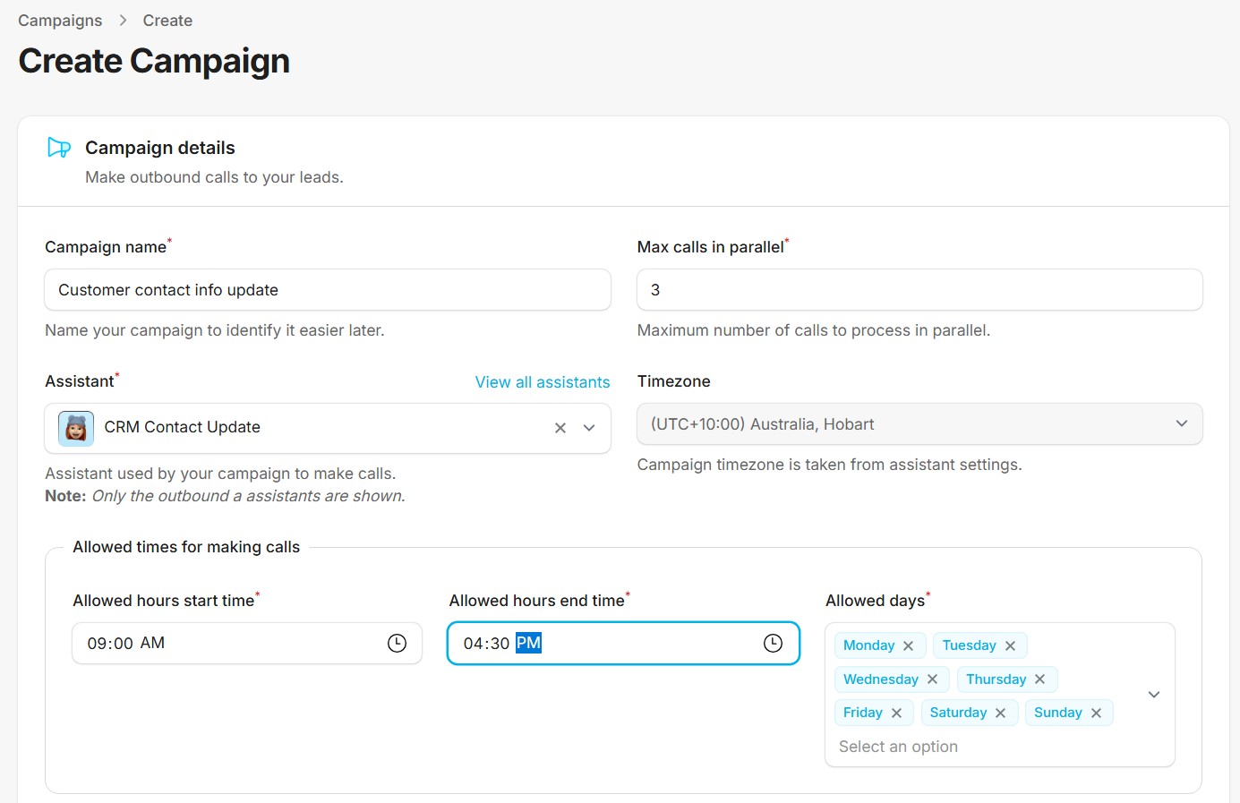 Outbound calling campaigns and lead management